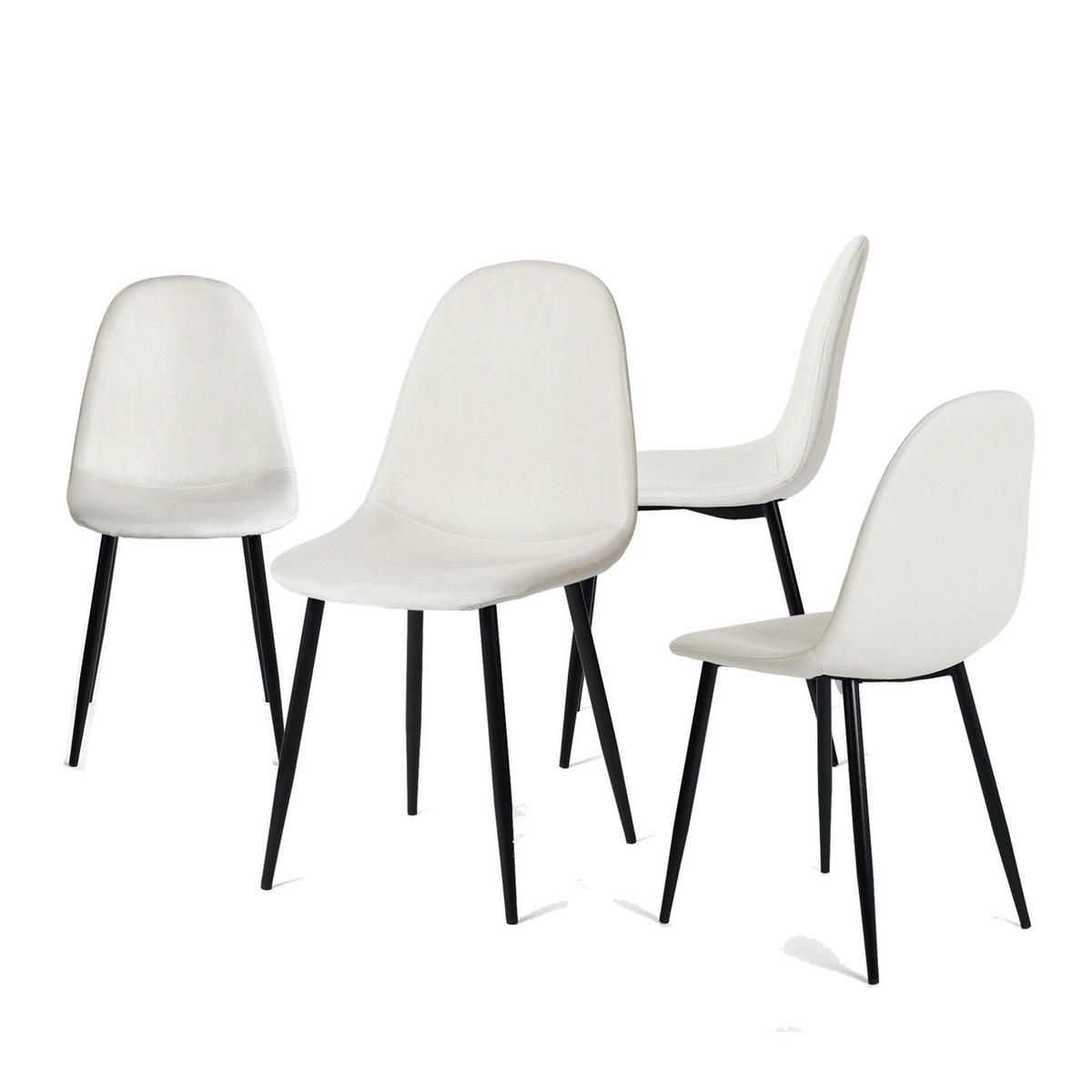 ESSZIMMERSTUHL 4er-Set Stoffbezug & Metallbeine - Beige/Schwarz, Holzwerkstoff/Textil (41/85/42cm) - Urban Meuble
