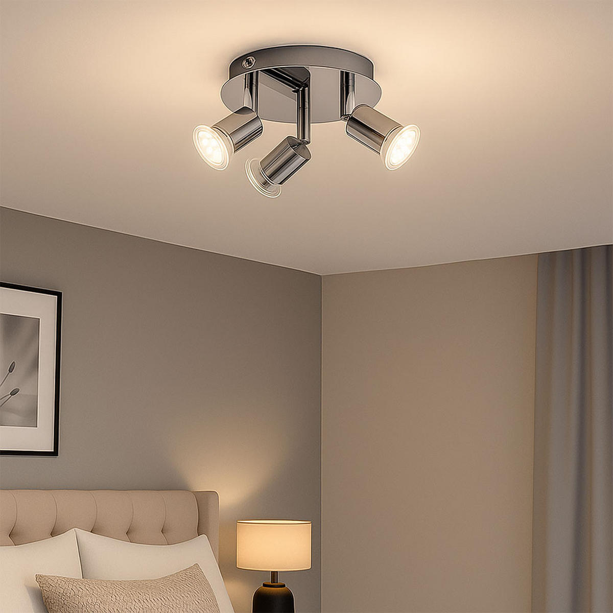 LED DECKENLEUCHTE Chrom Bewegliche Spots - Silberfarben, Metall (16/16/7.4cm)