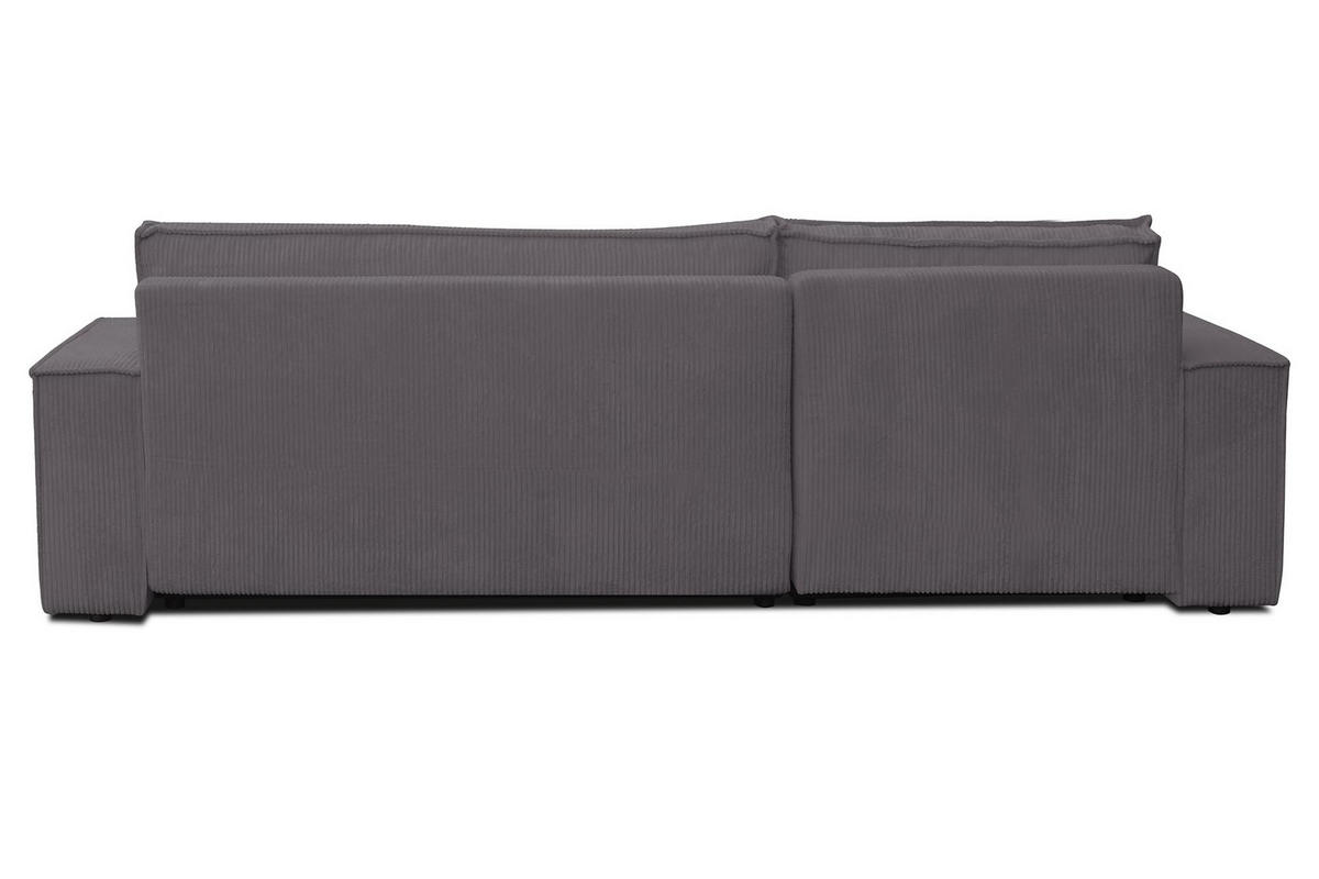 ECKSOFA HUGO XL Schlaffunktion und Bettkasten Cord-Stoff (Dunkelgrau) - Dunkelgrau, Textil (274/142cm) - VENASI MÖBEL