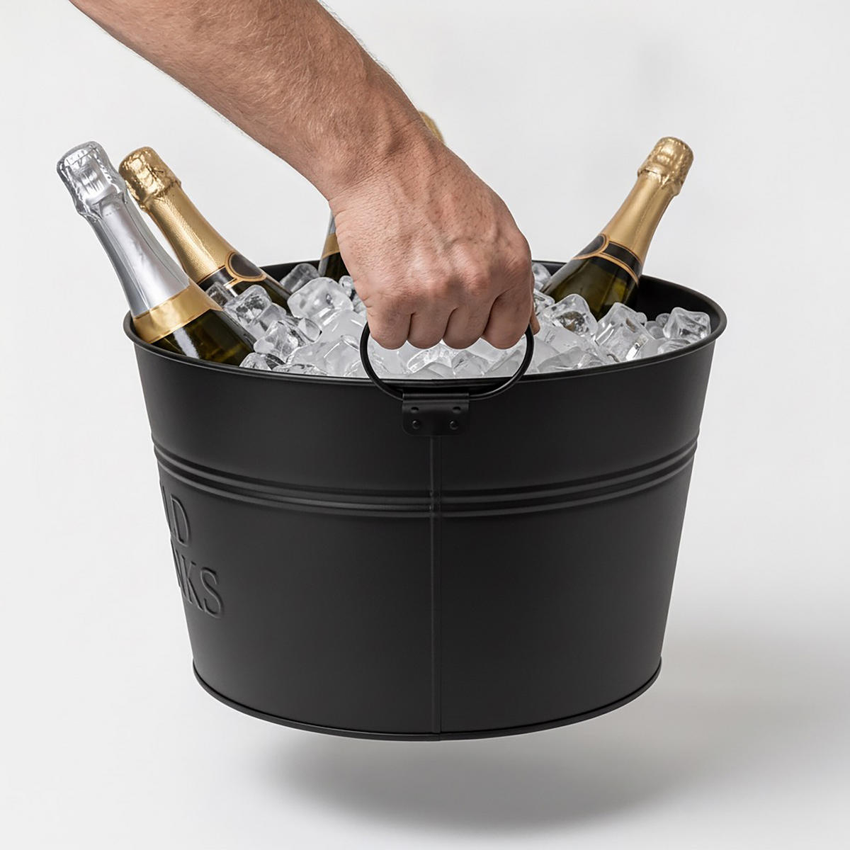 CHAMPAGNEKYLARE Svart 2-pack Metall - Svart, Metall (34/23cm) - Relaxdays