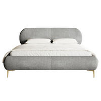 POLSTERBETT Ovalle Grau mit goldenen Metallbeinen 180 cm - Goldfarben/Grau, Textil/Metall (180/200cm) - Selsey