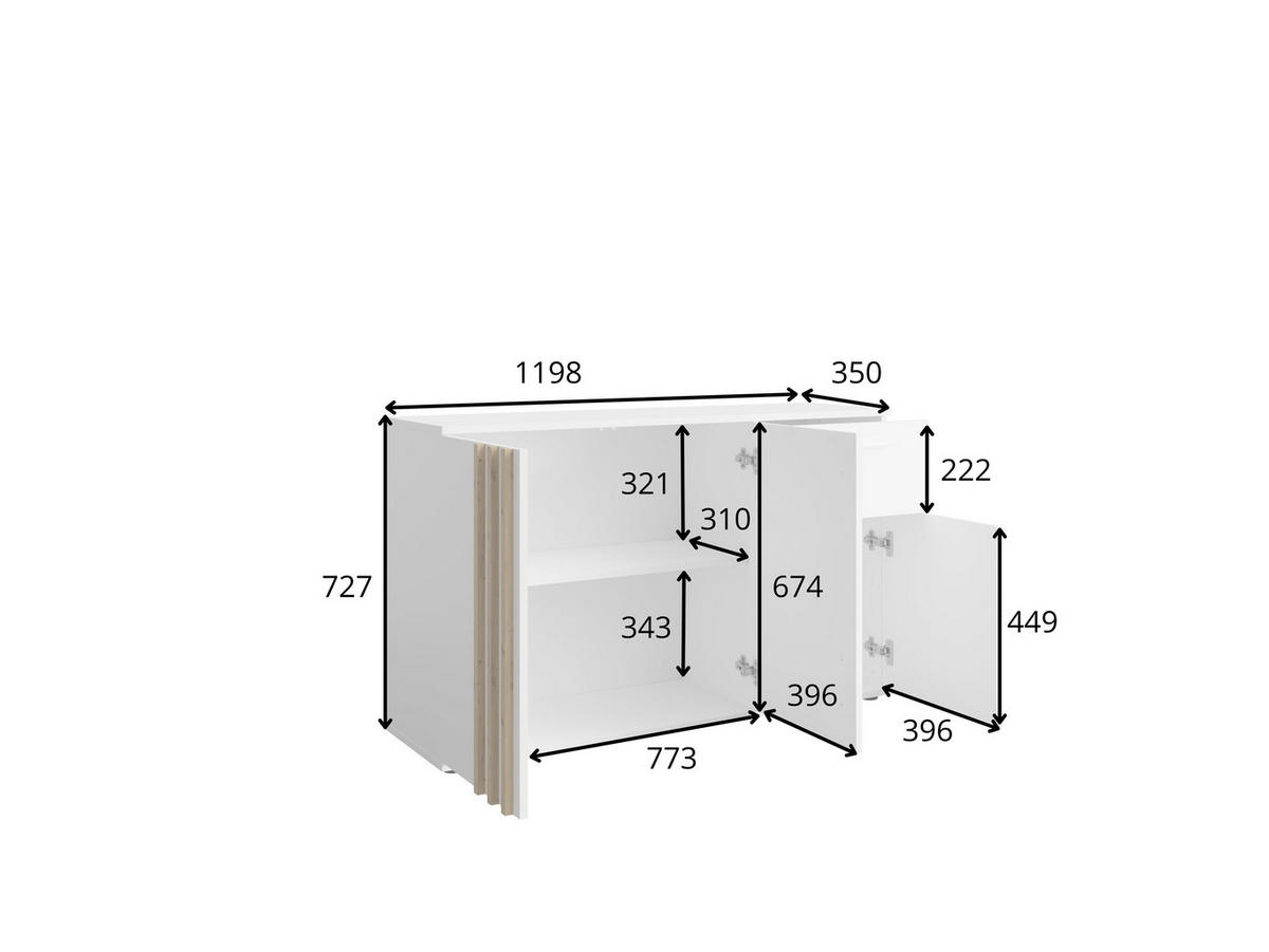 KOMMODE Schwarz 120/73/35 - Schwarz, Holzwerkstoff (120/73/35cm) - RAUMHIRSCH FURNITURE