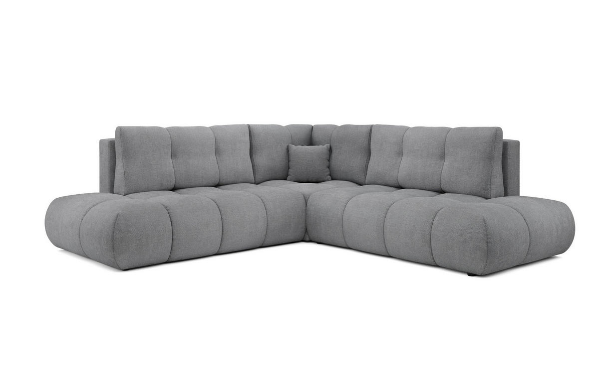 ECKSOFA DUCA II R-S Grau Chenille mit Schlaffunktion - Hellgrau, Holz (266.5/266.5cm) - MASSENO