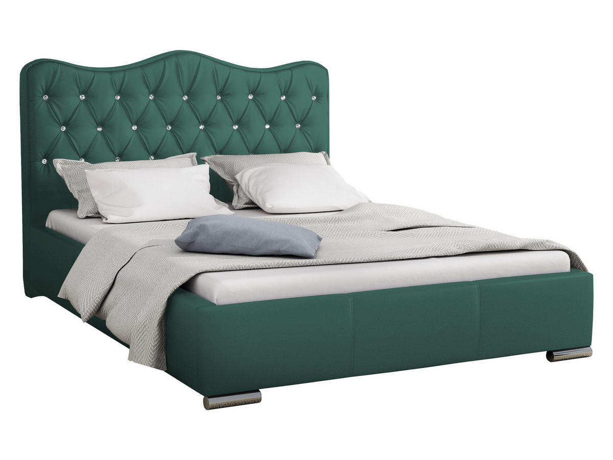 POLSTERBETT Santorini - Grün, Holz (160/200cm) - MIRJAN24