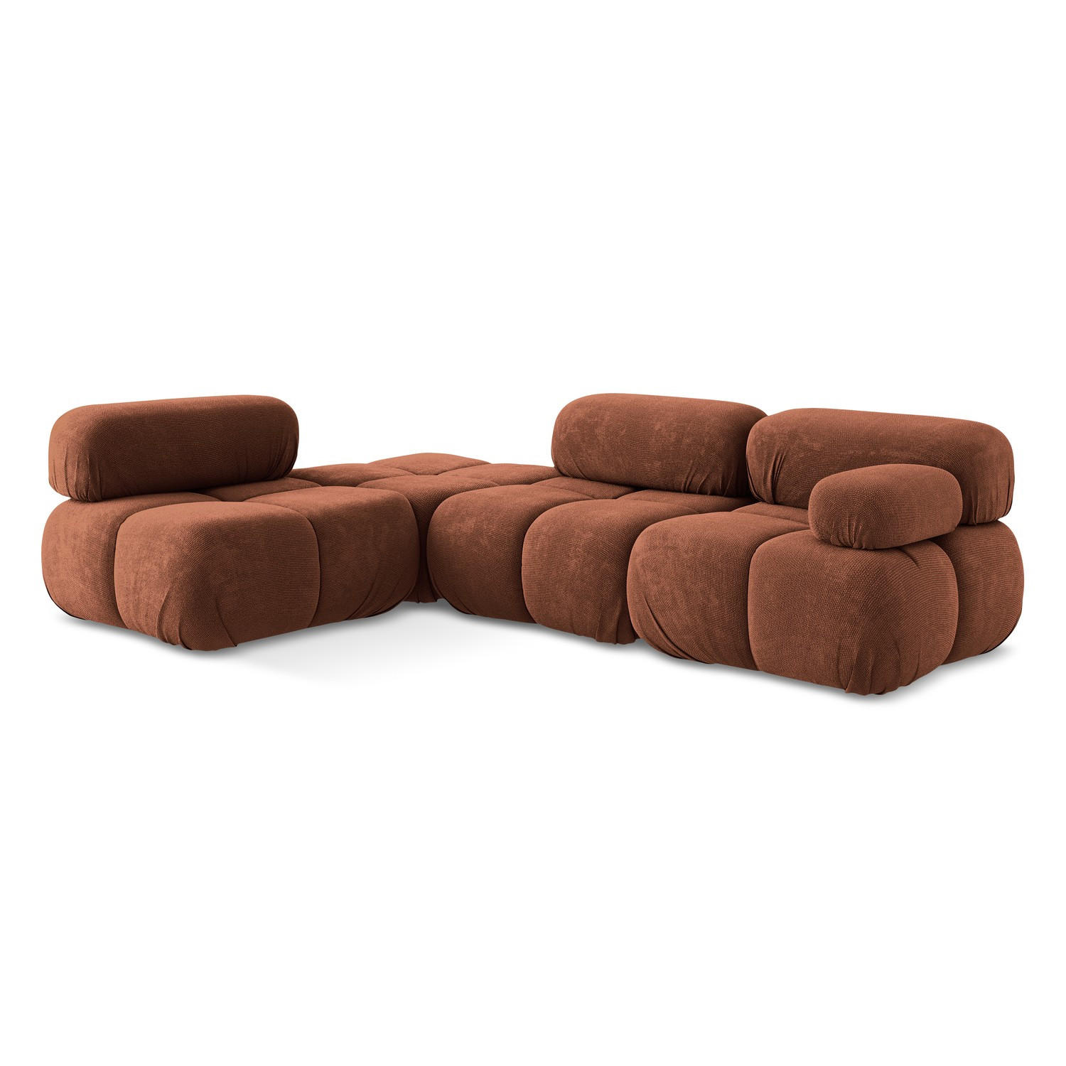ECKSOFA Links Chenille Stoff Orange - Terracotta/Schwarz, Kunststoff/Textil (190/285cm) - LaMiaSofa