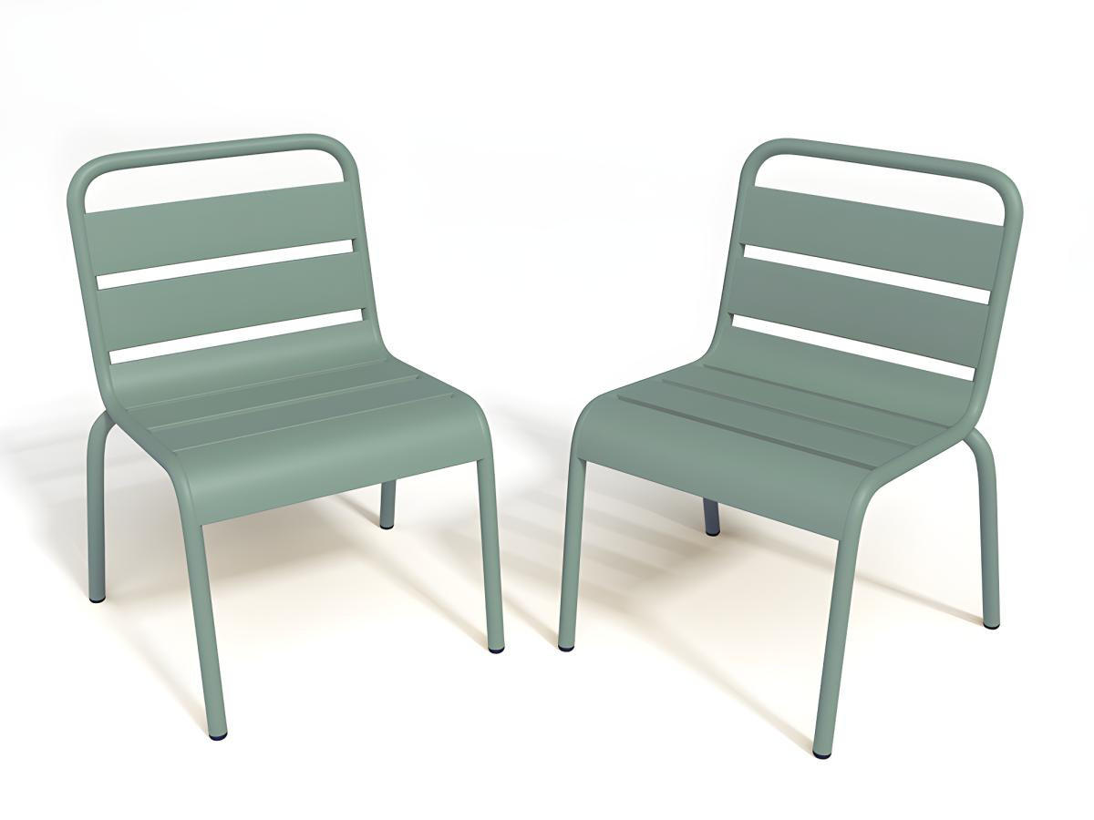 GARTENSTUHL für Kinder stapelbar 2er-Set - Metall - Hellgrün - POPAYAN von MYLIA - Grün, Metall (39/55.5/43cm) - Vente-Unique