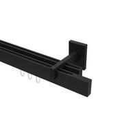INNENLAUF-GARDINENSTANGEN-SET Smartline Lox 140 cm, 2-läufig, 14x35 mm Schwarz - Schwarz, Metall (140cm) - INTERDECO