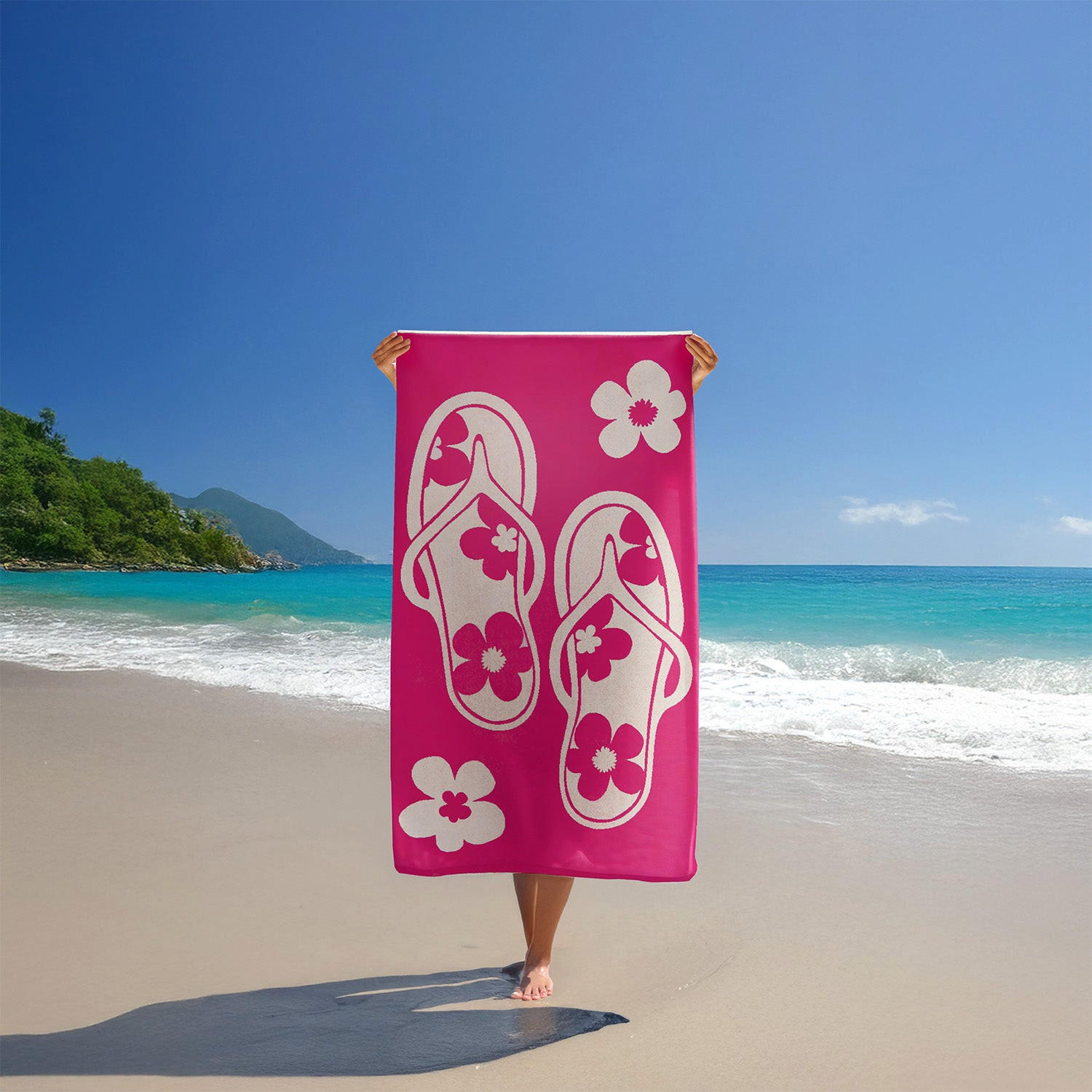 STRANDTUCH Velours Jacquard Rosa 90x170 400g/m² - Tunga - Pink, Textil (170/90cm) - LE COMPTOIR DE LA PLAGE