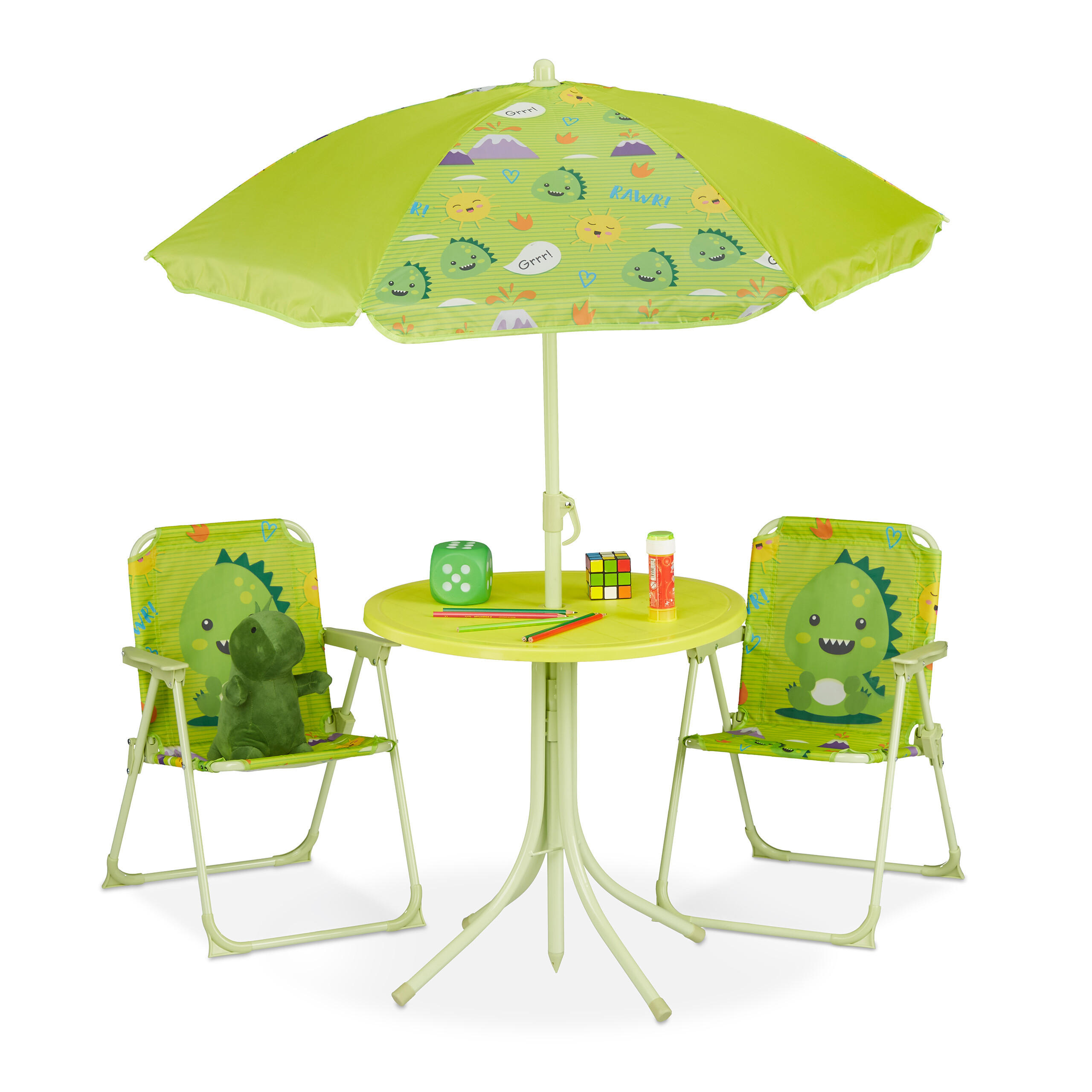 CAMPING-KINDERSITZGRUPPE - Grün, Kunststoff/Textil - Relaxdays