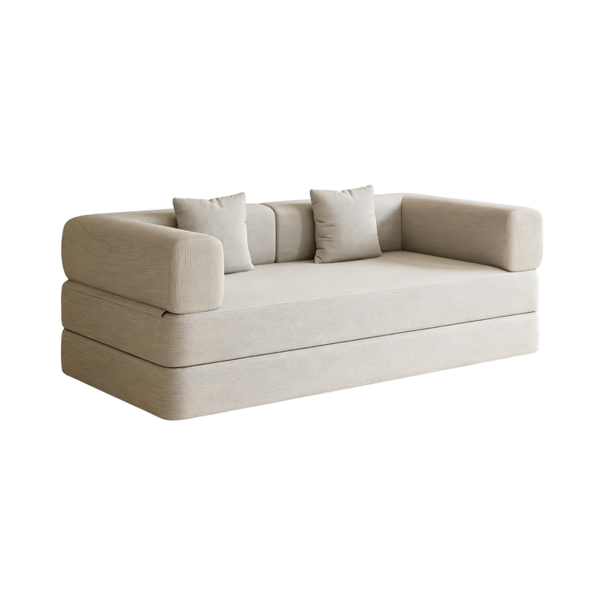 SOFA-BETT 3-Sitzer aus Corduroy Off White - Weiß, Kunststoff (100/70/200cm) - Meubliv