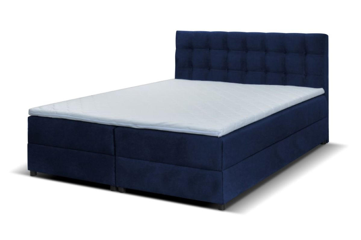 BOXBETT Malmo 200x200 cm mit Topper, zwei Bettkästen und Matratze, blau - Dunkelblau, Kunststoff (200/200cm) - Margaret Hadas24
