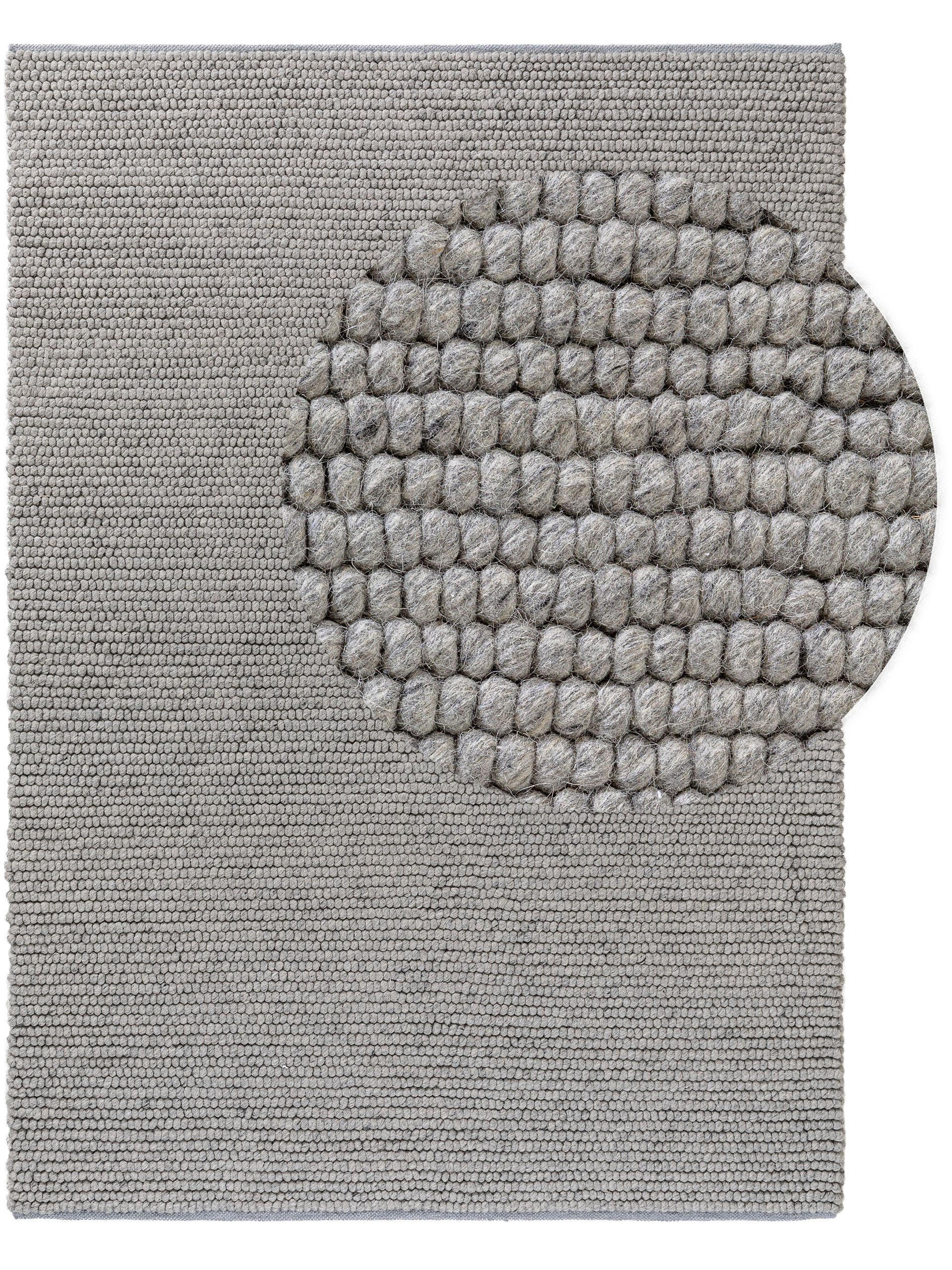 WOLLTEPPICH Beads Grau 80x150 cm - Grau, Textil (80/150cm) - benuta Pure