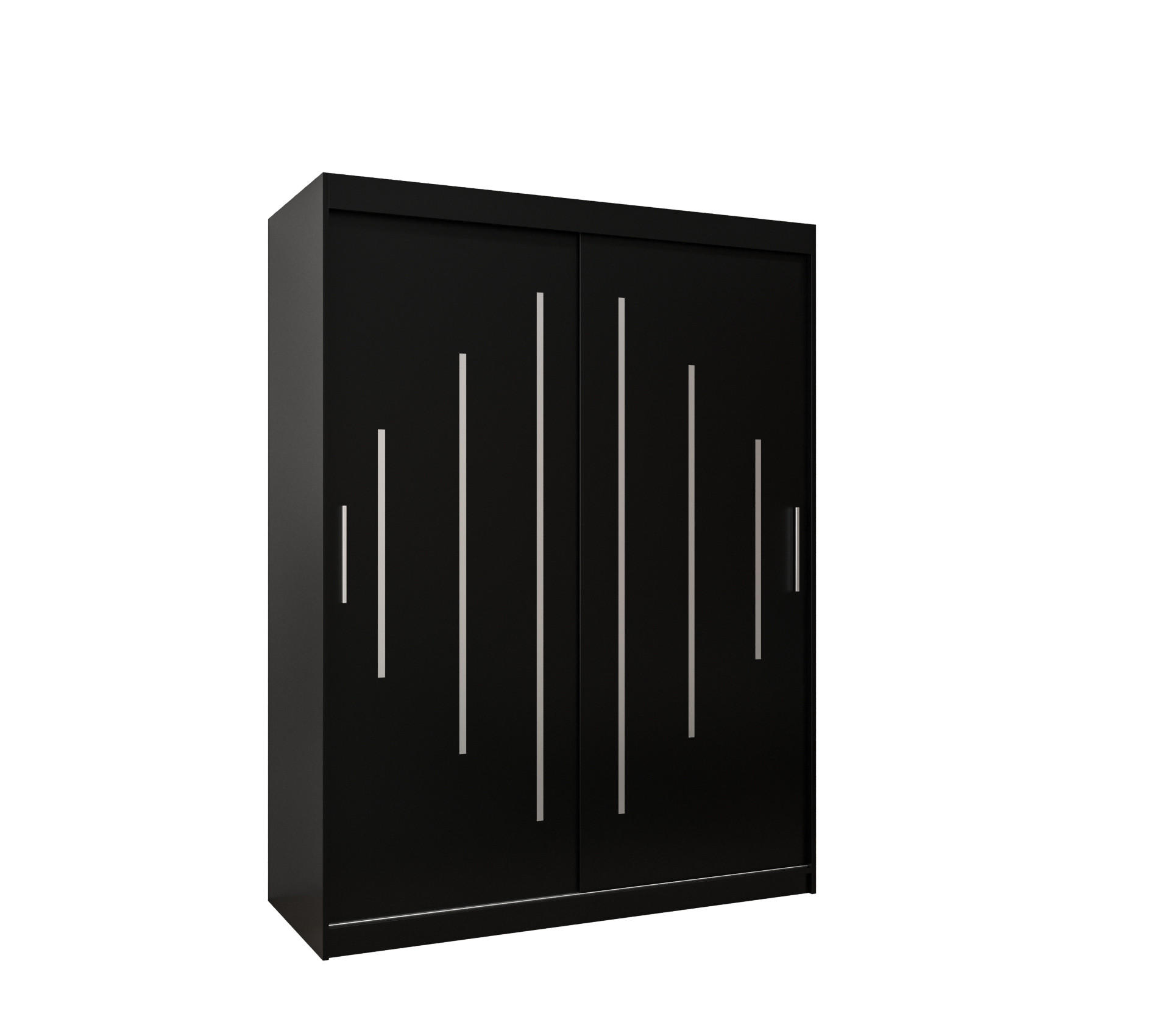 SCHWEBETÜRENSCHRANK 200/150/62 2-türig - Silberfarben/Schwarz, Holz/Kunststoff (150/200/62cm) - Abiks Möbel