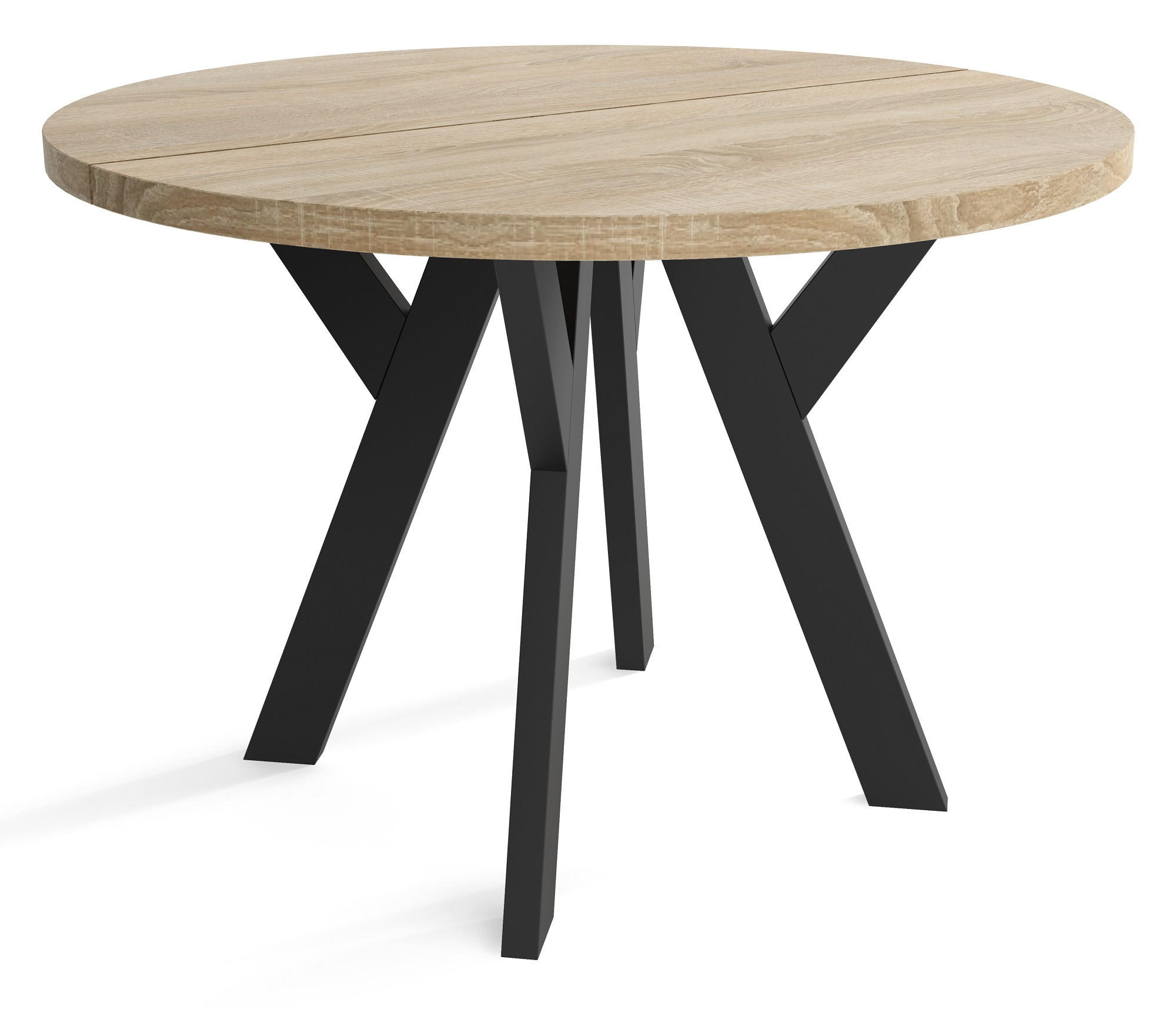 TISCH Schwarz Sonoma Eiche Ausziehbar Rund 100/200 cm - Multicolor/Schwarz, Holzwerkstoff (200/100/75cm) - Sepro Meble