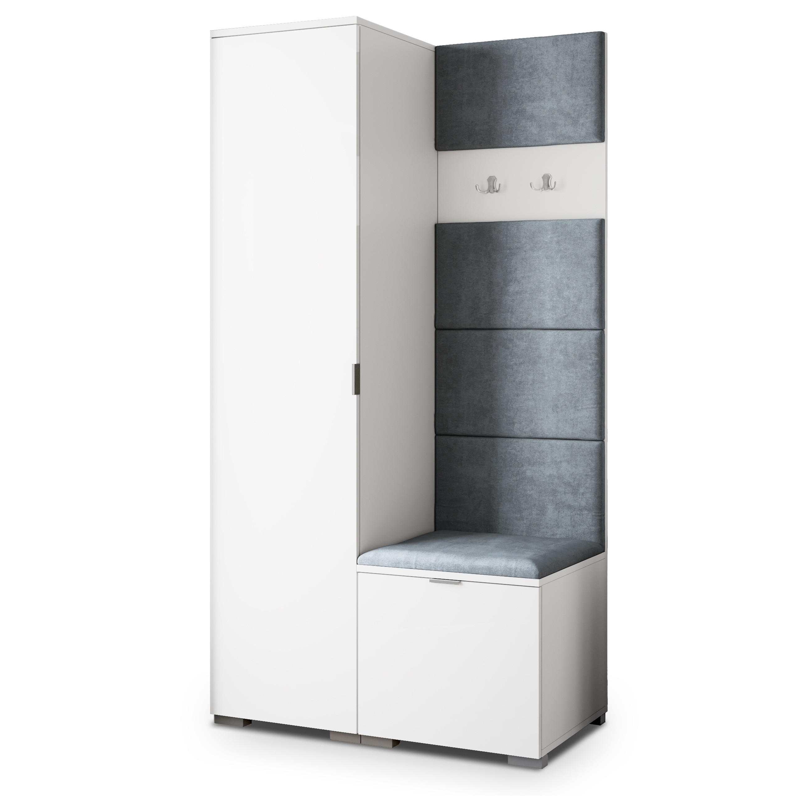 Masseno Garderobenschrank Weiß, Grau 95x181x51 cm