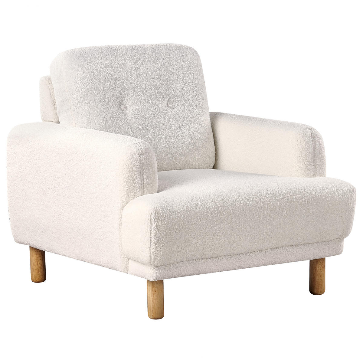4-SITZER-SOFA Set Bouclé Weiß Tuve - Hellbraun/Weiß, Textil (90/90/288cm) - Beliani