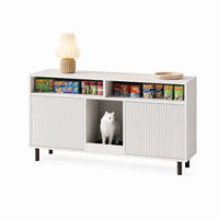 SIDEBOARD in Weiß Katzentoiletten-Schrank mit Sandauffangmatte und Lagerbereich für Wohnzimmer, B120/T50/H66cm - Walnussfarben/Weiß, Holzwerkstoff/Metall (120/66/50cm) - STILVORA