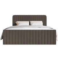 BOXBETT Saliano mit Topper und Samtbezug Braun, 180x200 cm - Braun, Kunststoff/Textil (180/200cm) - Selsey