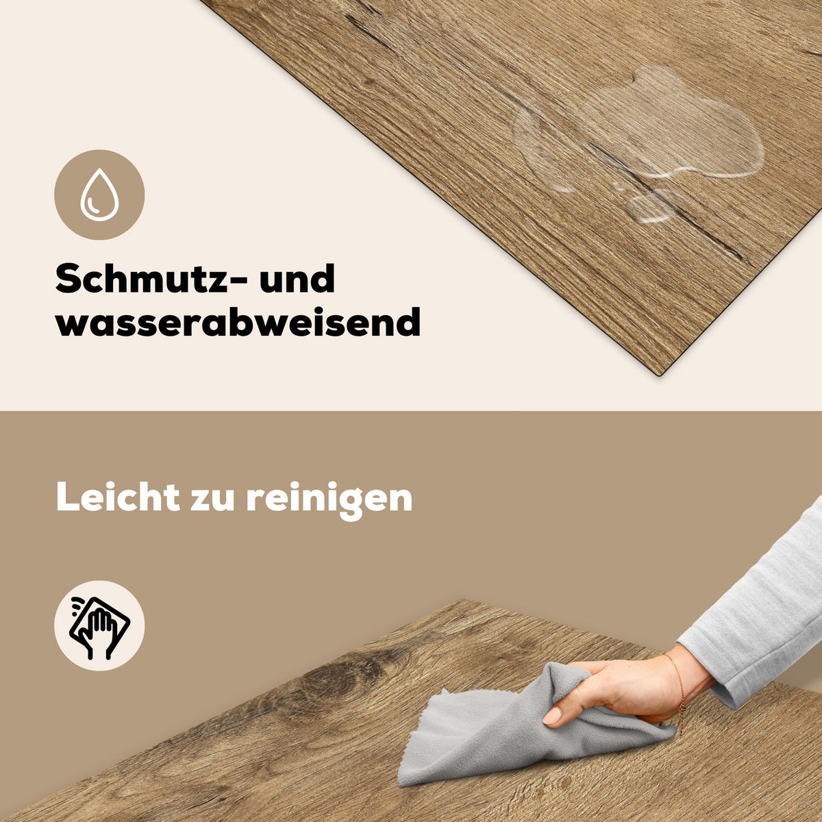 HERDABDECKPLATTE Holz - Braun - Holzoptik 78x78 cm - Eichefarben, Kunststoff (78/0.2/78cm) - MuchoWow