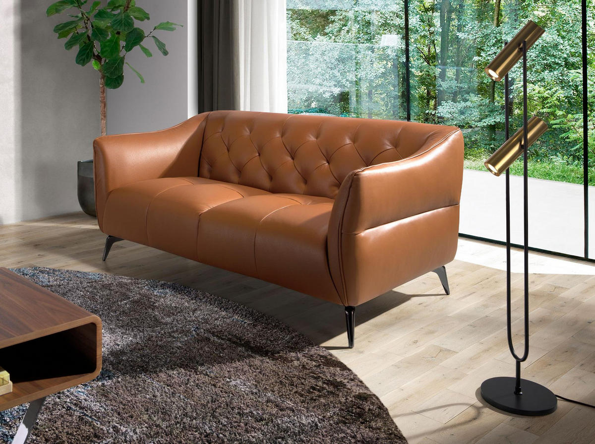 CHESTERFIELD-SOFA Chester 2-Sitzer Sofa aus braunem Leder 171/95/77 cm - Dunkelgrau/Braun, Leder (171/77/95cm) - ANGEL CERDA