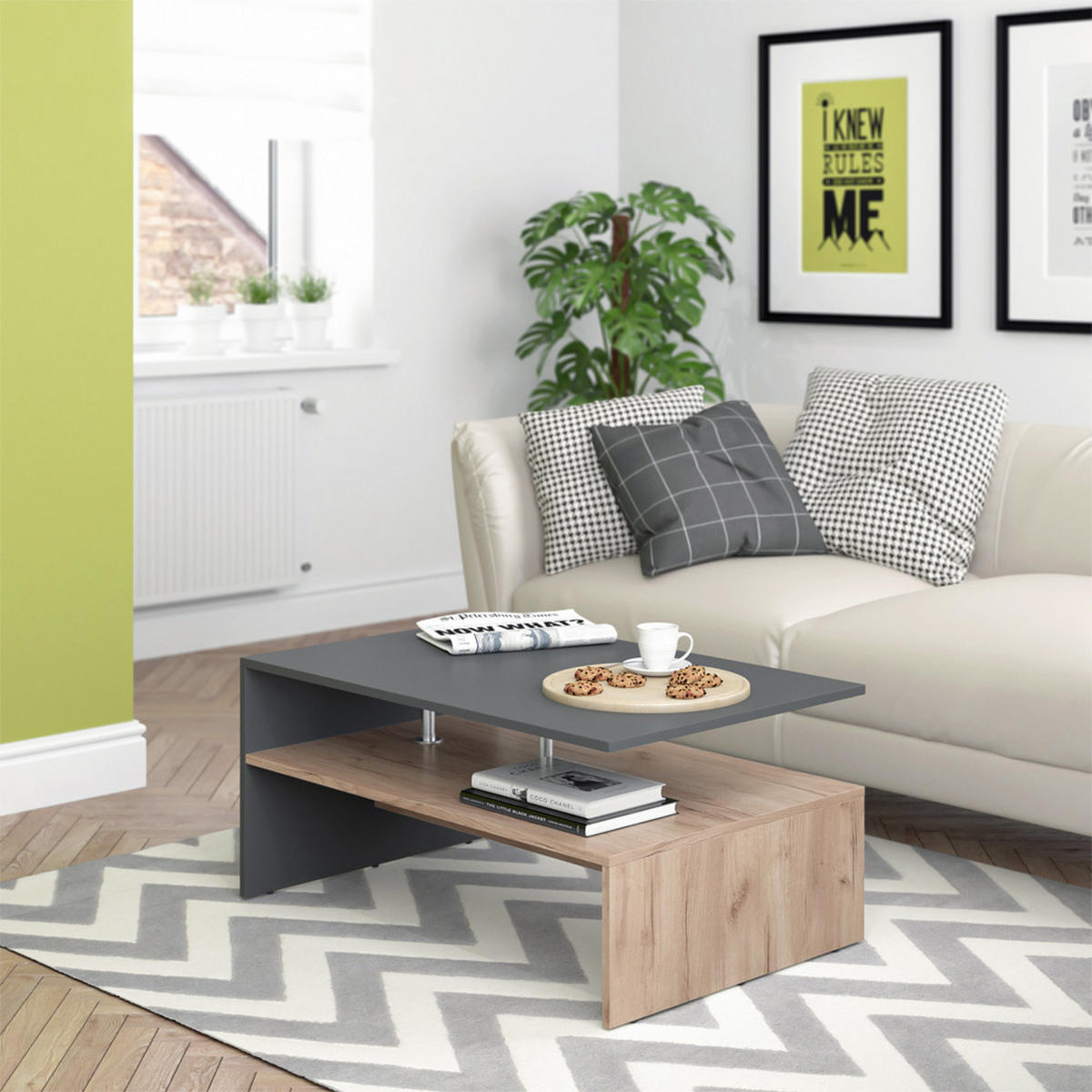 COUCHTISCH Amato Anthrazit/Sandeiche 90 x 60 cm - Anthrazit/Eiche Wotan, Holzwerkstoff (60/90/42cm) - Vicco