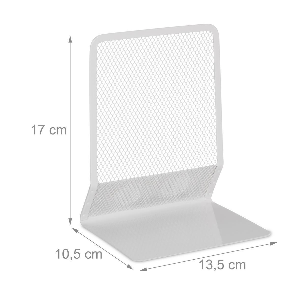 2XSTOJAN na knihy - biela, kov (13.5/17/10.5cm) - Relaxdays