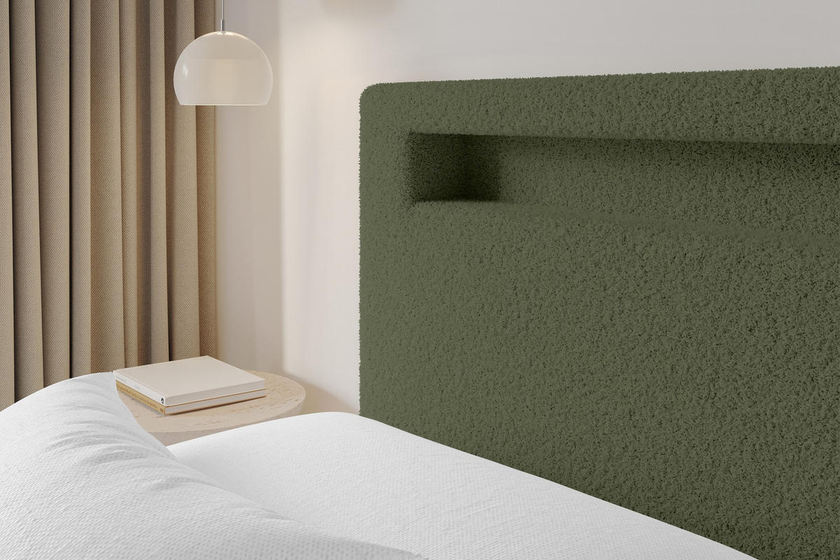 ČALOUNĚNÁ POSTEL s úložným prostorem a roštem, postel bez matrace - GOLA 180x200 Zelená - zelená barva, kompozitní dřevo/textil (180/200cm) - ALTDECOR