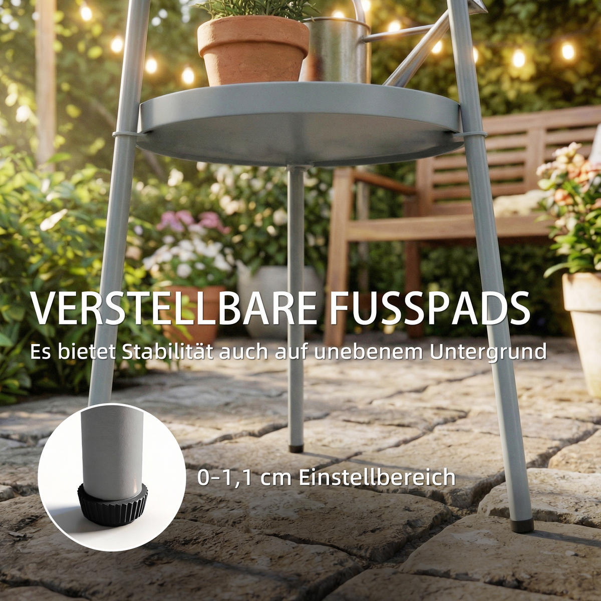 OUTDOOR-BEISTELLTISCH Metall Kunststoff Dunkelgrau - Dunkelgrau, Metall (36/36/53cm) - Outsunny