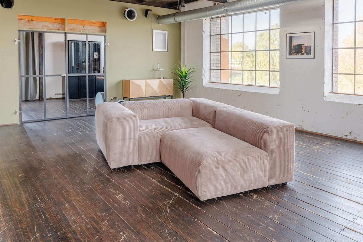 MODULSOFA MIA Taupe Cord - Taupe/Schwarz, Kunststoff/Textil (306/72/120cm) - KAWOLA