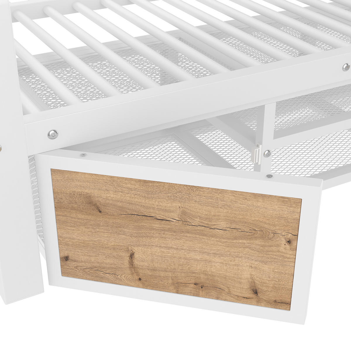 ETAGENBETT 90x200cm + 140x200cm Weiß Kinderbett Schuhschrank EN747 - Weiß, Metall (140/200cm) - FLIEKS