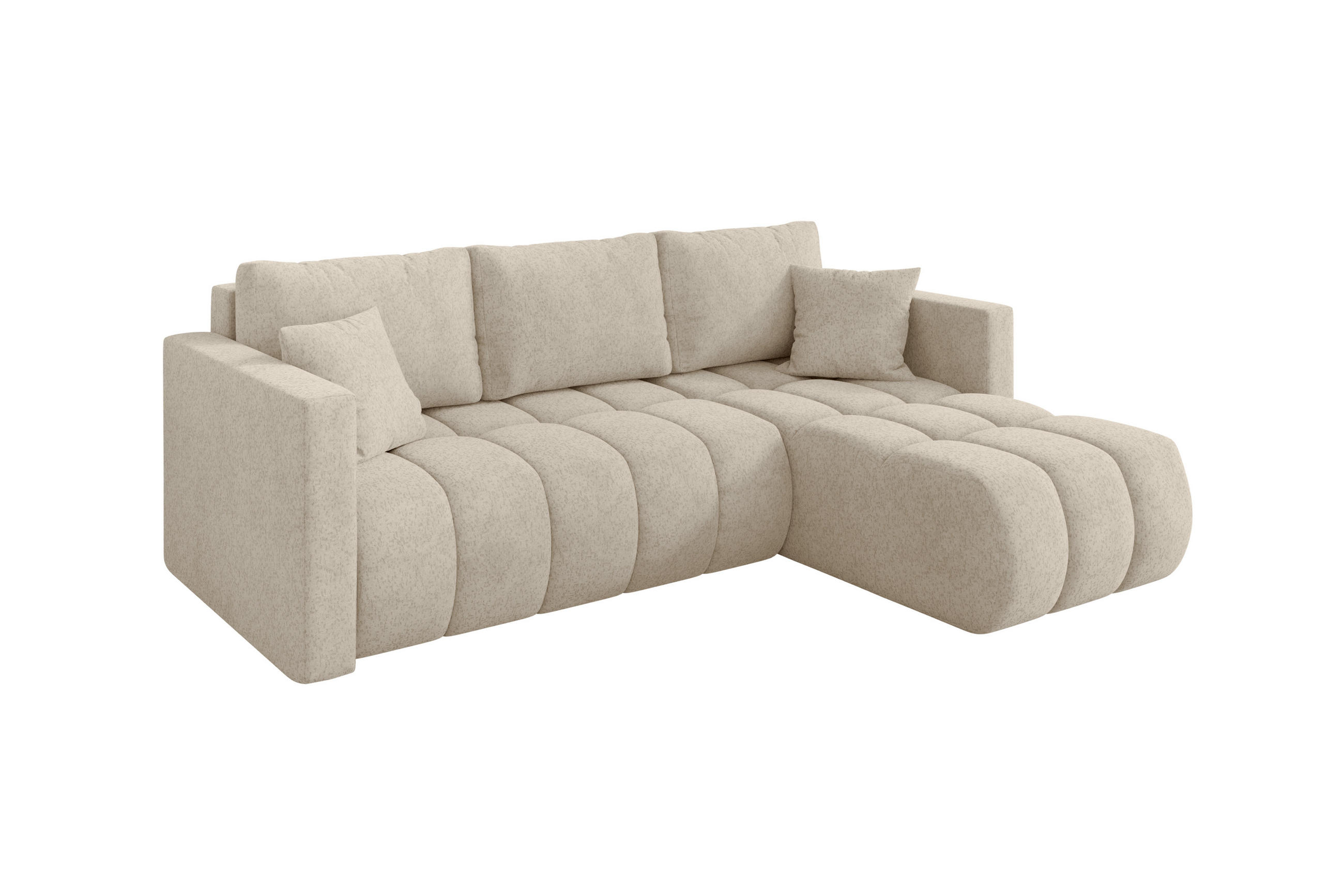 ALTDECOR ROHOVÁ SEDAČKA s funkcí spaní, otoman vpravo GARD-L 226x146x85 krémová velur
