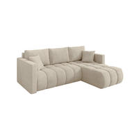ROHOVÁ SEDAČKA s funkcí spaní, otoman vpravo GARD-L 226x146x85 krémová velur - černá/krémová, kompozitní dřevo/textil (226/146cm) - ALTDECOR
