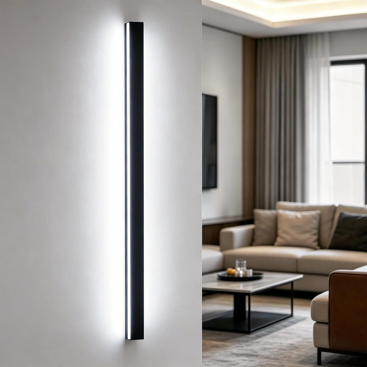 LED-WANDLEUCHTE Beaming 2.5/4/100 cm - Schwarz, Metall (4/2.5/100cm) - ZMH