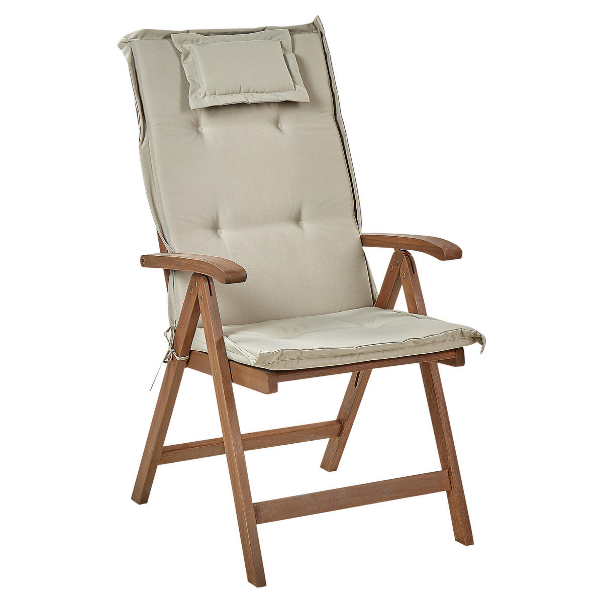 GARTENSTUHL 6er-Set Akazienholz dunkelbraun Auflagen taupe Amantea - Taupe/Dunkelbraun, Holz (54/105/69cm) - Beliani