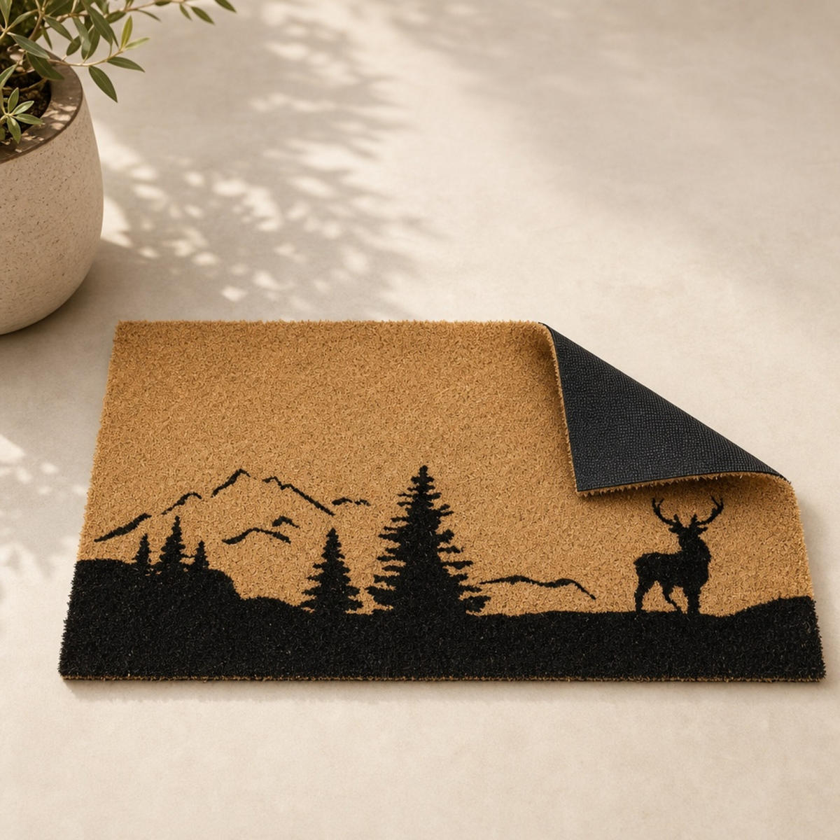 ROHOŽKA Přírodní Černá kokos protiskluzová 60x40 cm - světle hnědá, textil/plast (60/40cm) - Relaxdays
