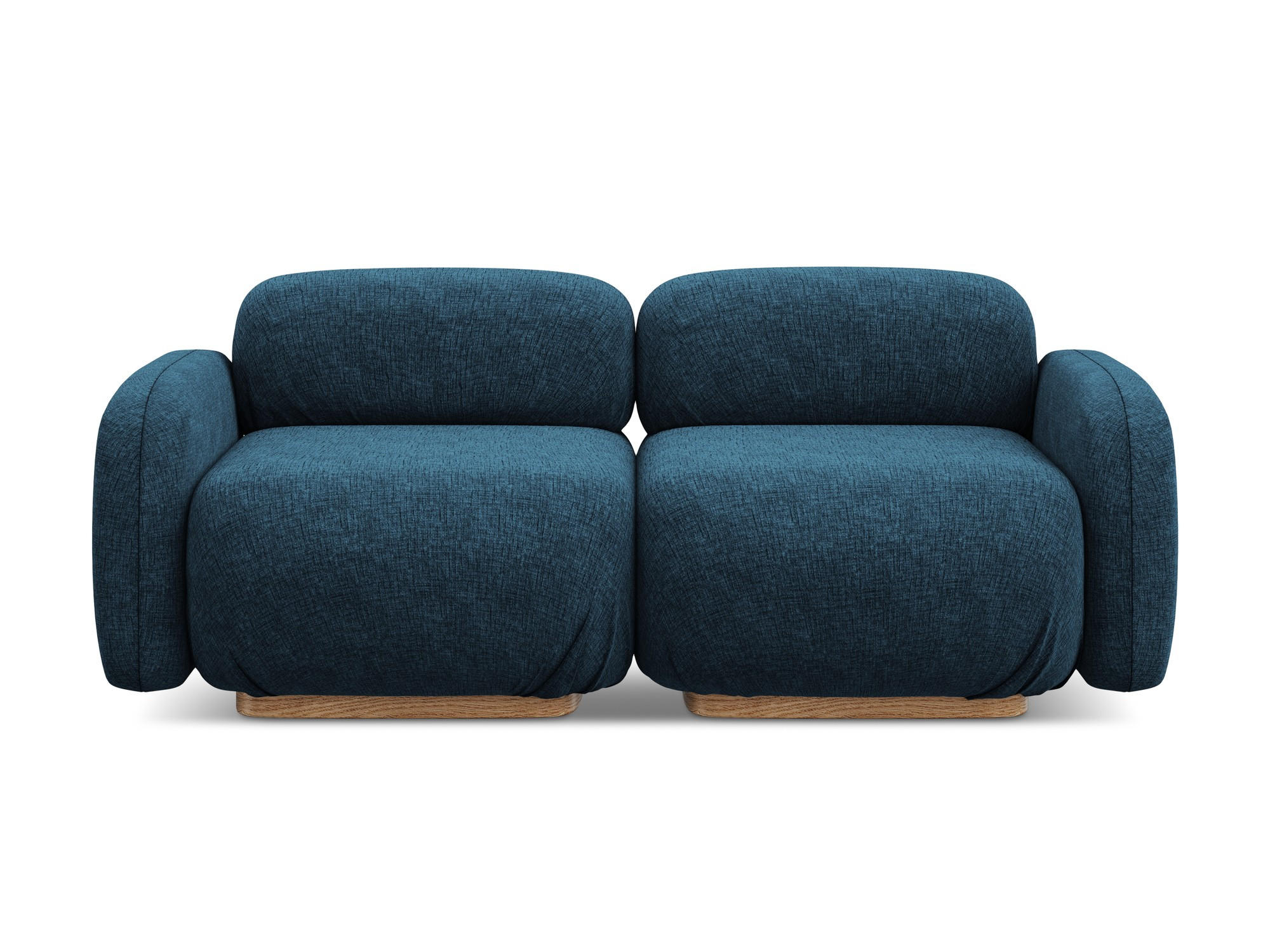 3-SITZER SOFA Chenille Stoff Blau - Blau/Braun, Holz/Textil (190/73/95cm) - Makamii