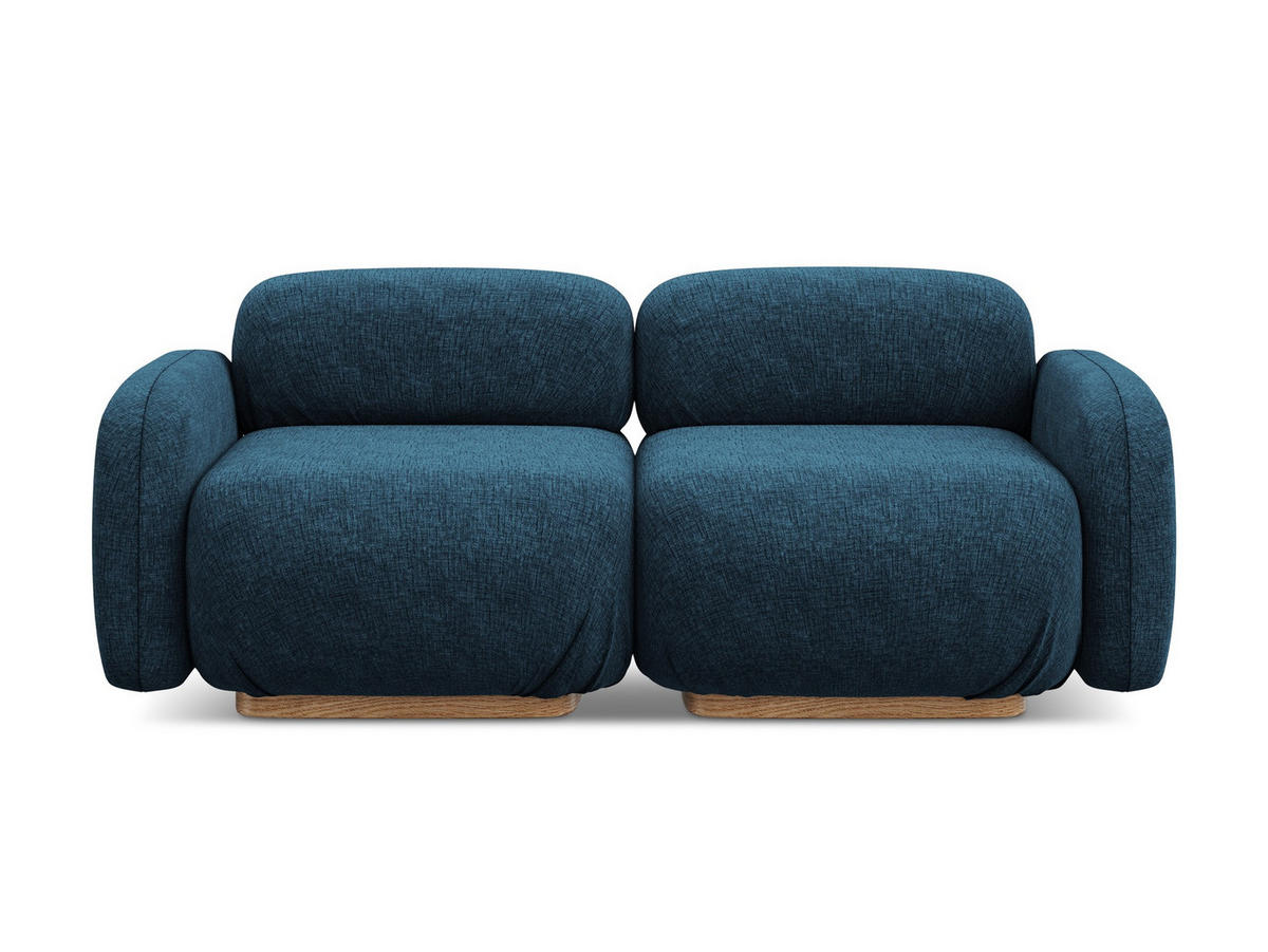 3-SITZER SOFA Chenille Stoff Blau - Blau/Braun, Holz/Textil (190/73/95cm) - Makamii