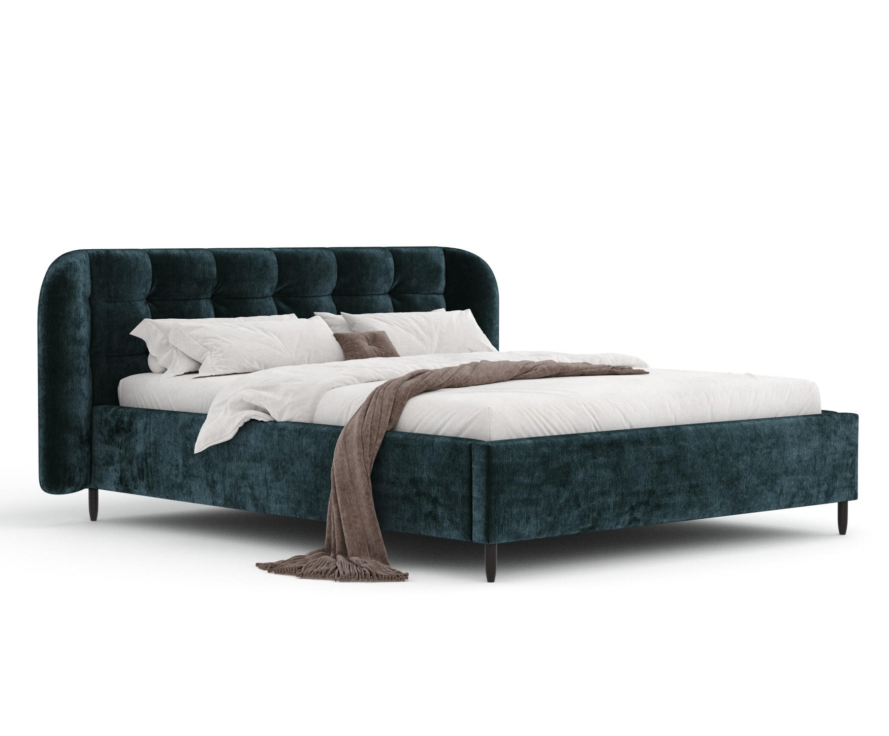 POLSTERBETT Nuno Türkisfarben 140/200 cm im Chenille-Stoff - Türkis/Schwarz, Holz/Holzwerkstoff (140/200cm) - Maison de Reve