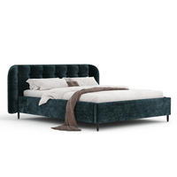 POLSTERBETT Nuno Türkisfarben 140/200 cm im Chenille-Stoff - Türkis/Schwarz, Holz/Holzwerkstoff (140/200cm) - Maison de Reve