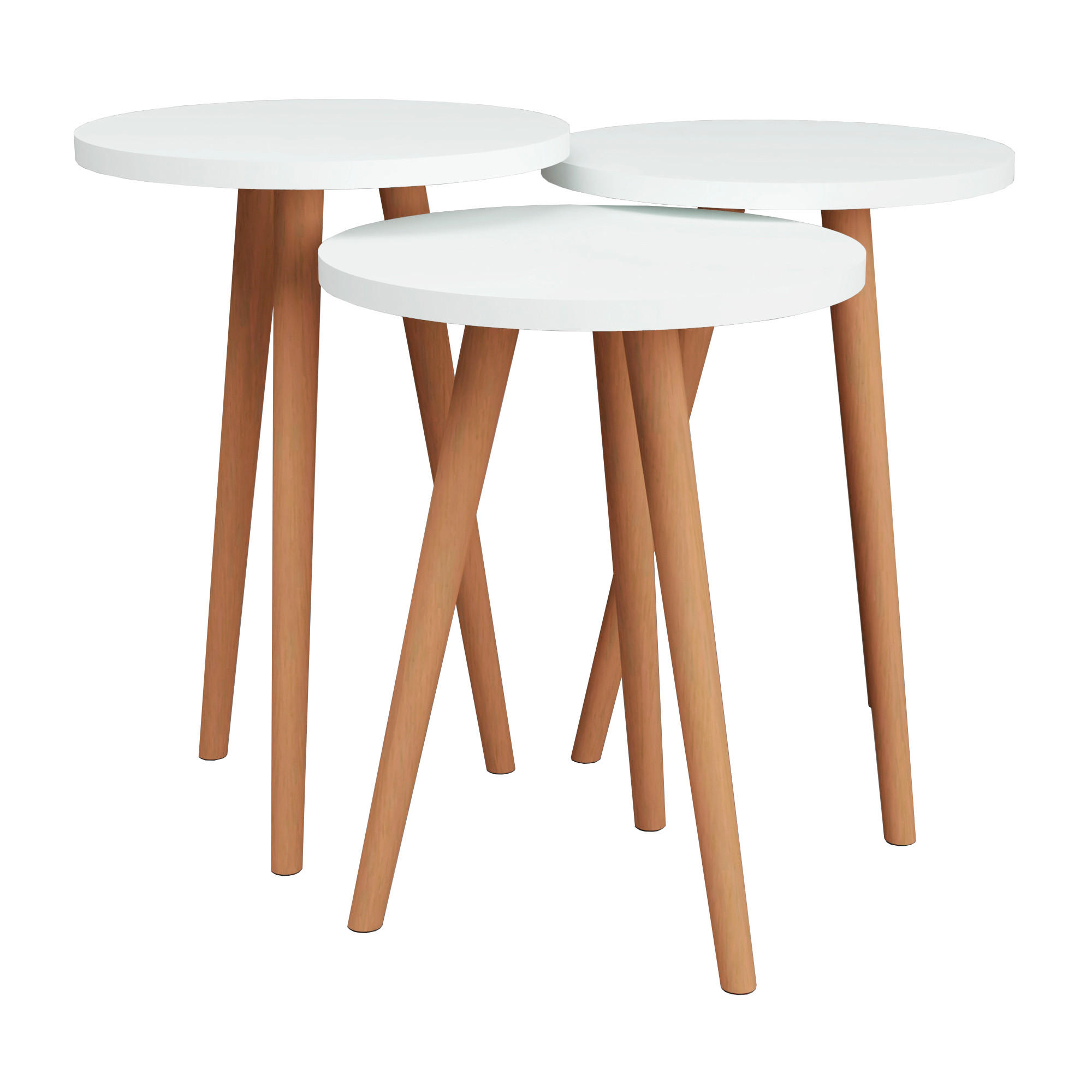SATZTISCH Herrljunga im 3er Set - Weiß, Holzwerkstoff (35/35/49cm) - [en.casa]