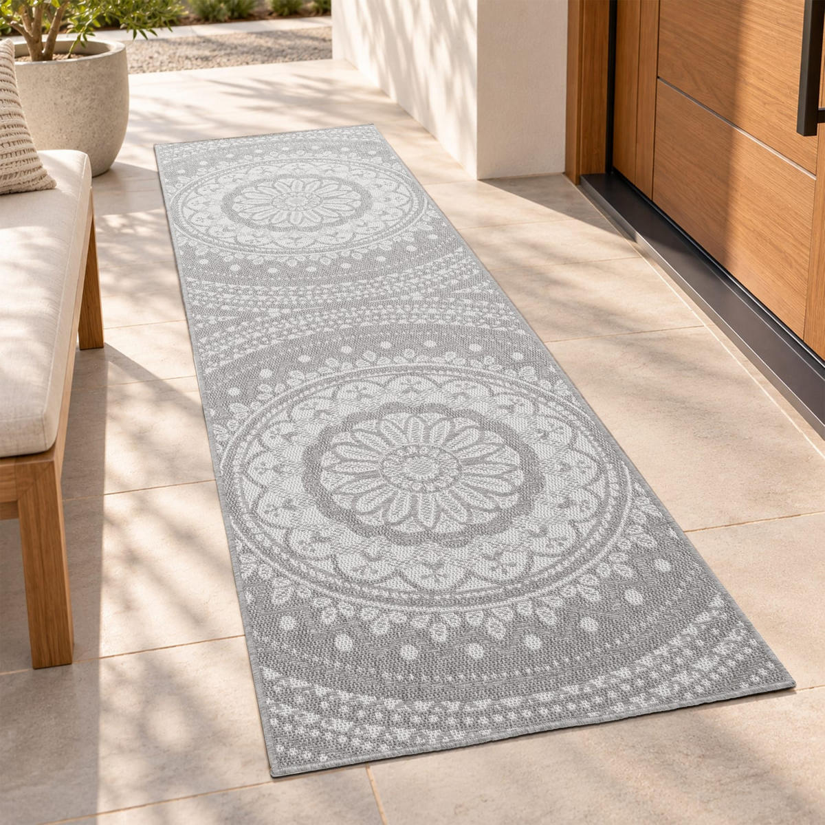 OUTDOORTEPPICH 80/250 cm Brescia 471 - Grau, Kunststoff (80/250cm) - Paco Home