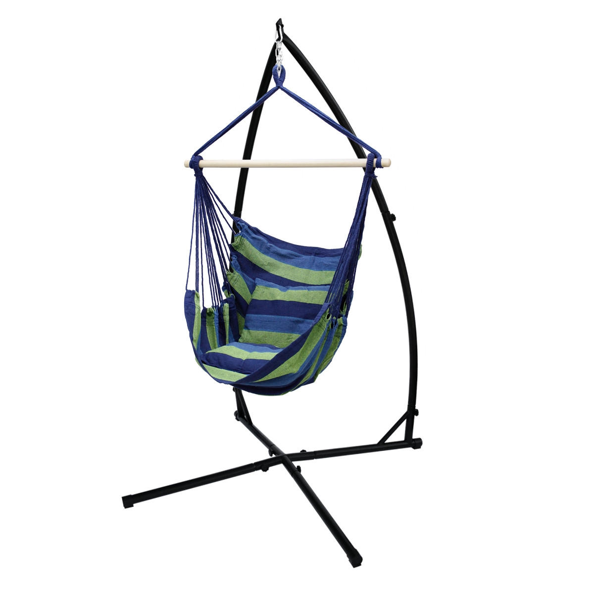 HÄNGESESSEL Baumwolle, Blau/Grün - Blau, Metall (90/120/60cm) - ECD-Germany