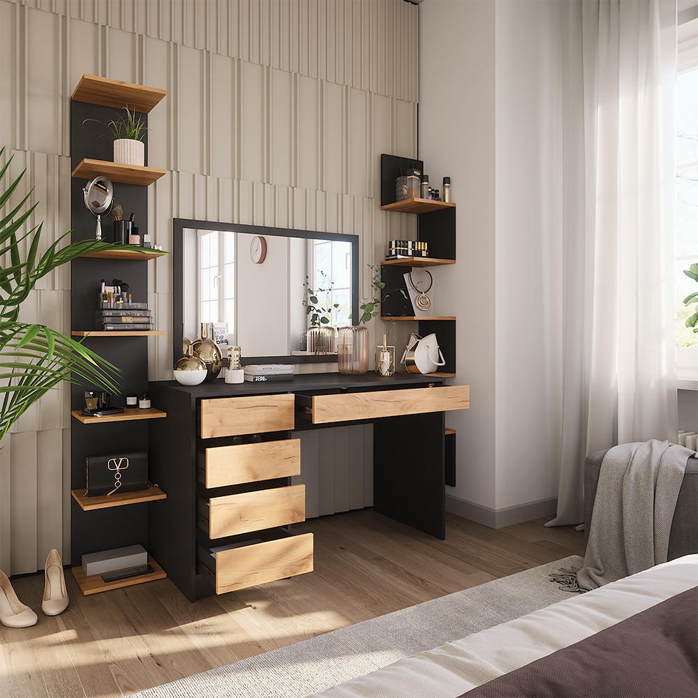 SCHREIBTISCH Sherry Anthrazit/Goldkraft Eiche 120 x 75 cm - Honigeiche/Anthrazit, Holzwerkstoff (120/55/75cm) - Vicco