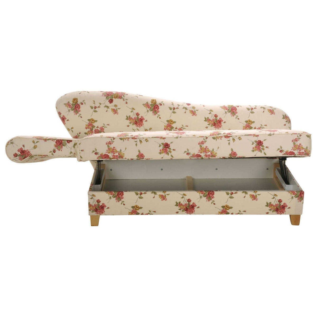 RECAMIERE mit Armteil links klappbar Katia Bezug Flachgewebe Buche natur / beige - Weiß, Kunststoff (190/82/88cm) - 58aufmkessel