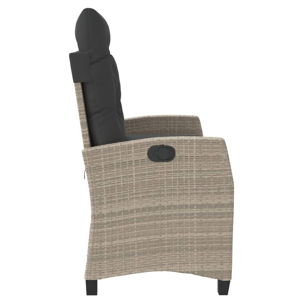 GARTENBANK Verstellbar mit Kissen Hellgrau Poly Rattan - Grau, Holz (105/93/66cm) - furnicato