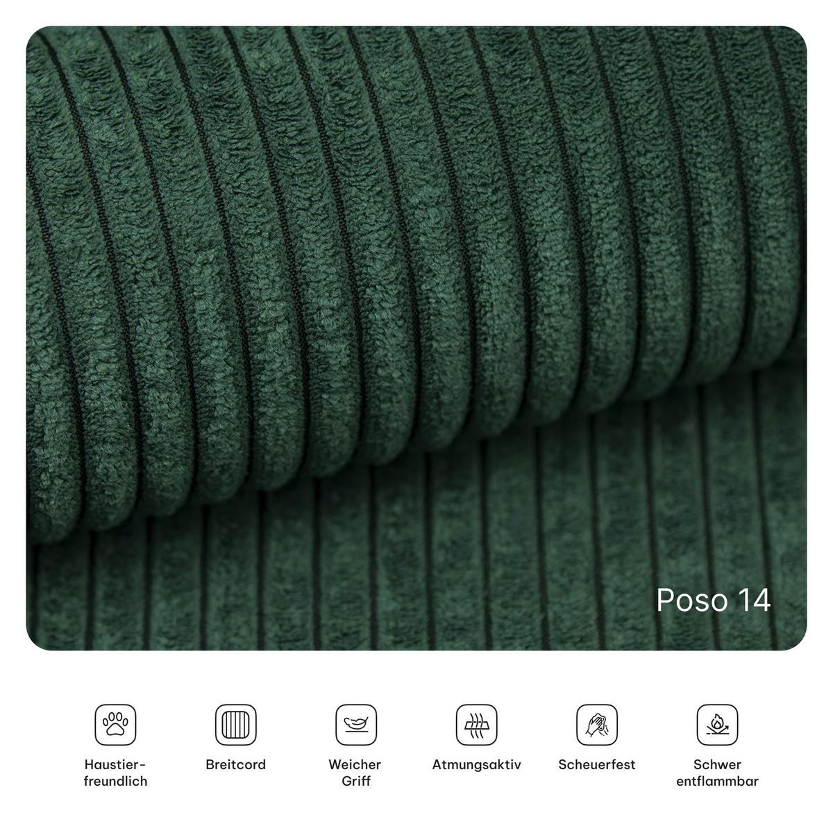 ECKSOFA ANKO modulares Boneless Sofa mit Schlaffunktion Grün Kordstoff - Grün, Textil (270/160cm) - MASSENO