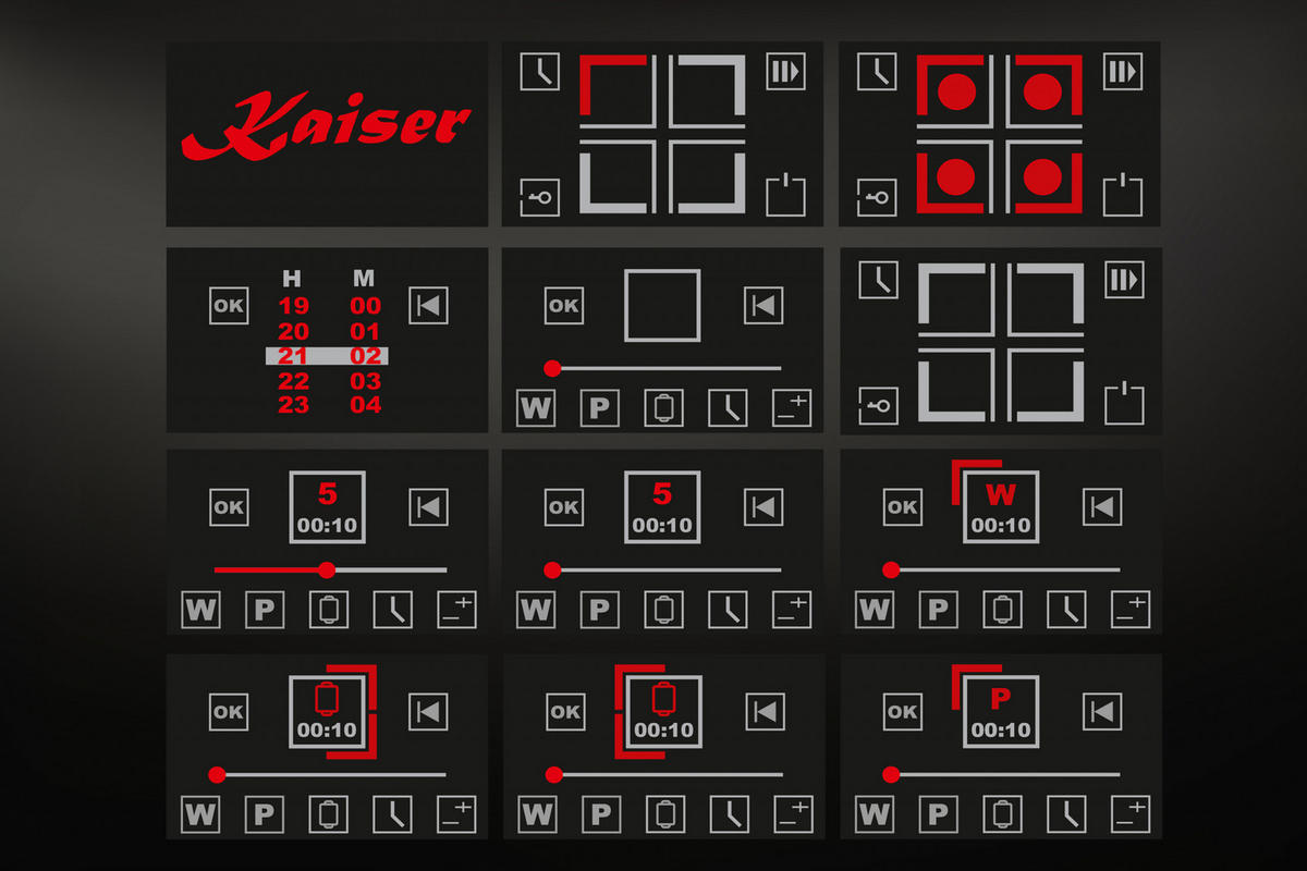 BACKOFEN-SET Elektro Einbaubackofen, 60 cm EH 6355 Em Sil+KCT 6140 FI Induktionskochfeld 60 cm - Schwarz, Metall (59.4/59.4/57.5cm) - Kaiser Küchengeräte