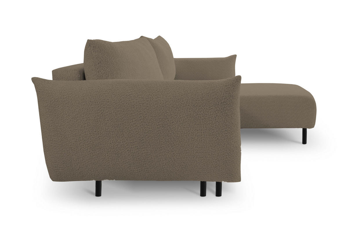 ECKSOFA ADEL mit Schlaffunktion und Bettkasten, L-förm, Metallbeine, verstellbar lose Rückenkissen, freistehend, RECHTS, 257x171x90 cm, Light brown - Hellbraun, Holz/Textil (257/171cm) - DomoHome