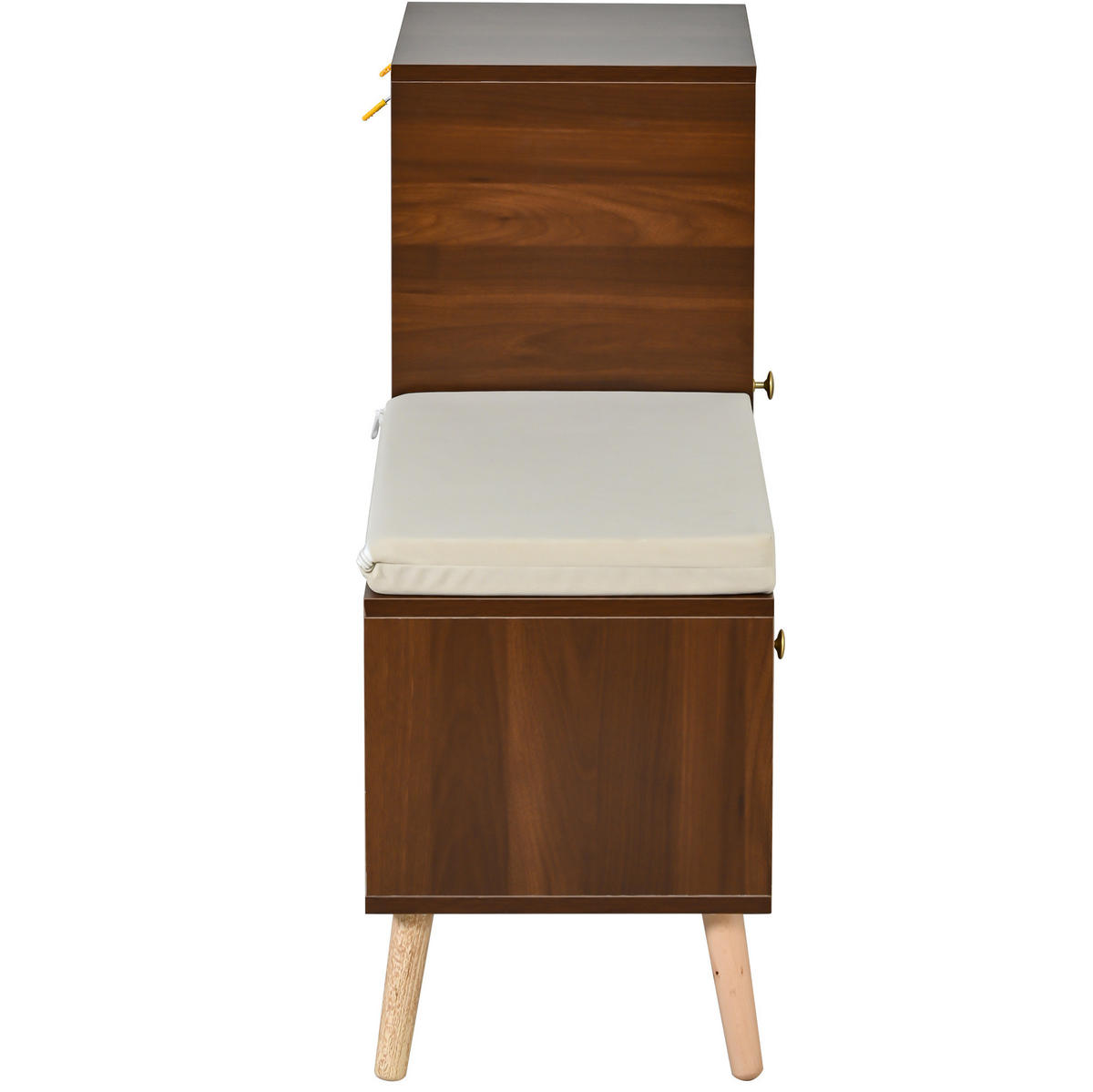 SCHUHSCHRANK aus MDF & Spanplatte 95,5x35x80,5cm in Nussbaum mit Sitzkissen - Nussbaumfarben, Holzwerkstoff (95.5/80.5/35cm) - Modfu