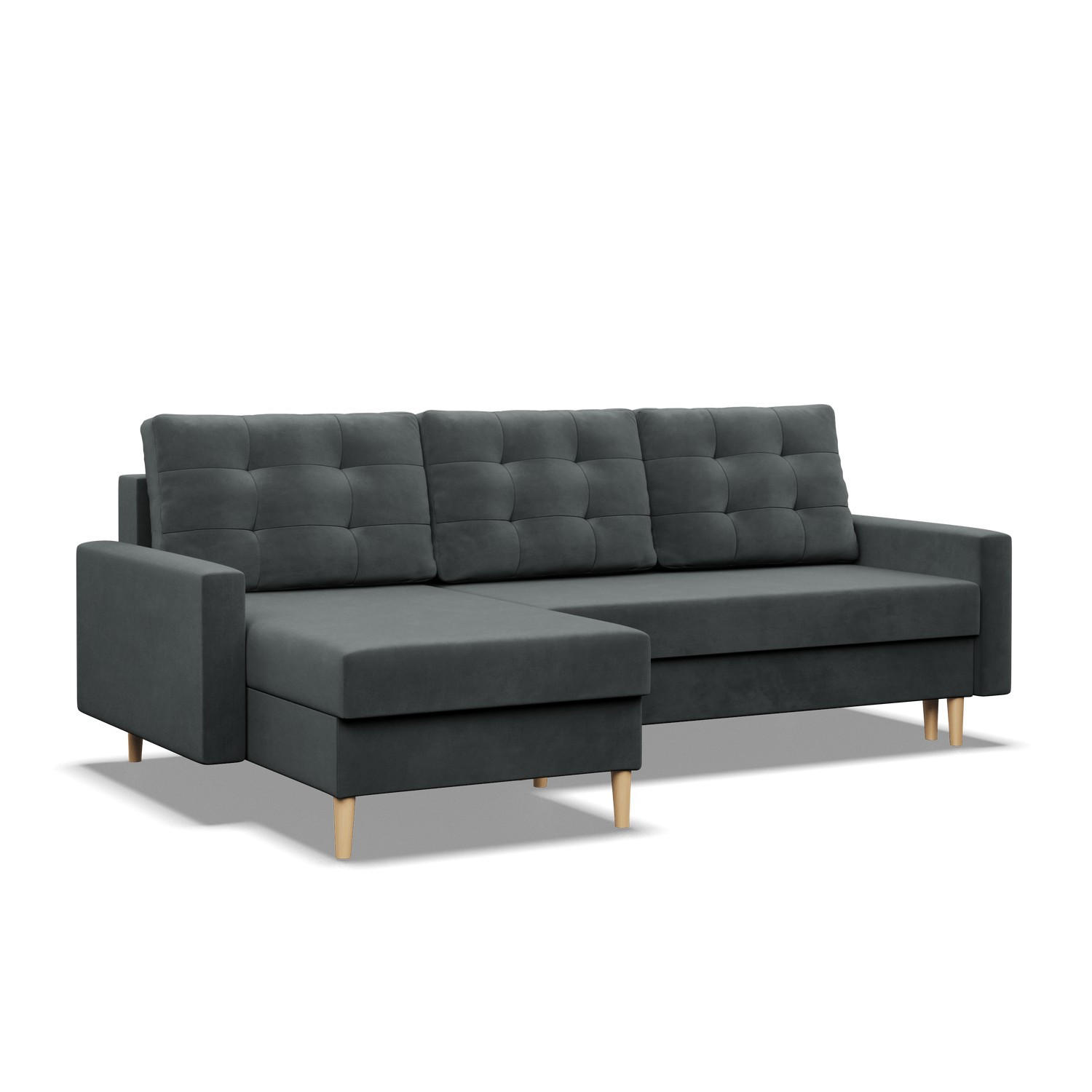 ECKSOFA MIT SCHLAFFUNKTION BLANK, Dunkelgrau - Grau, Textil (223/140cm) - Mebligo